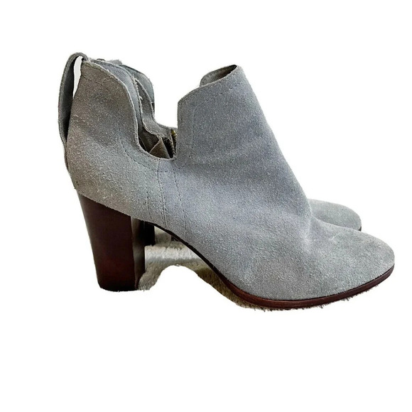 Charlotte Stone Cleo Grey Suede Ankle Booties Womens 10 Side Zip Heeled Boot - Picture 1 of 9